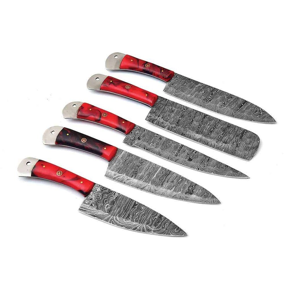 Kitchen Knife Set with Red Rose Handle – Premium Stainless Steel Blades NEW